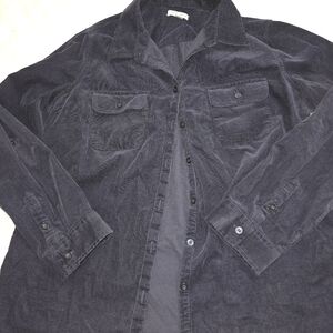 Vintage Croft & Barrow Mens Corduroy Button Up Shirt XL Navy Long Sleeve Casual